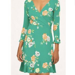 Green Floral 3/4 Sleeve Dress